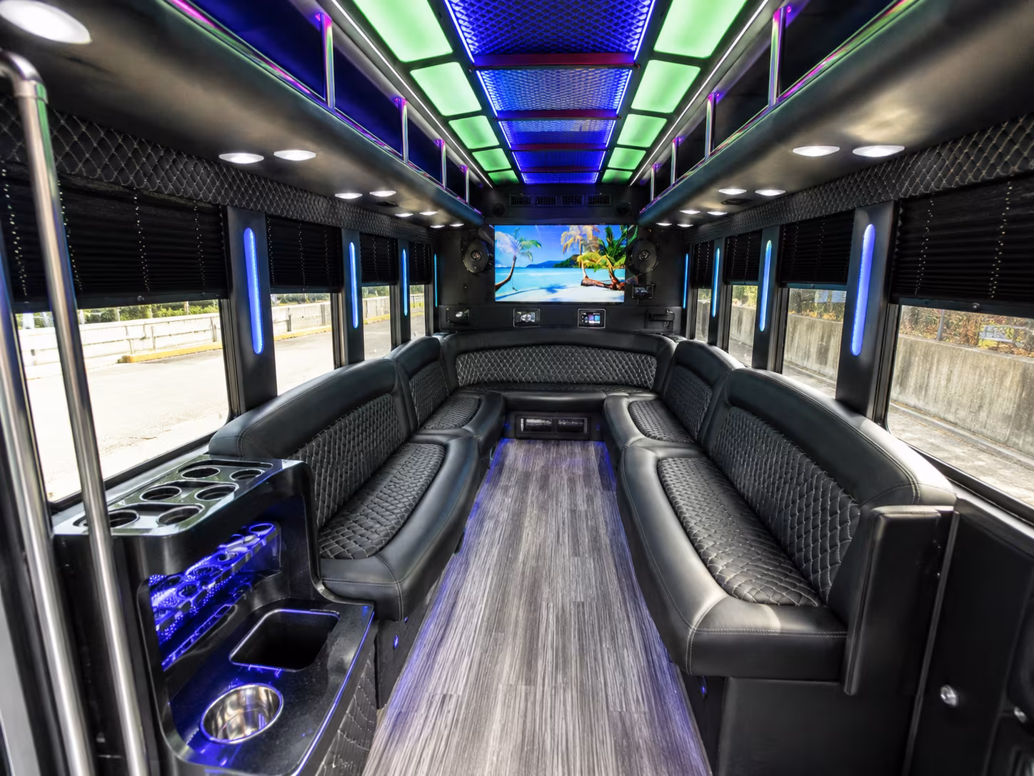 huntsville 18 passenger party bus inside