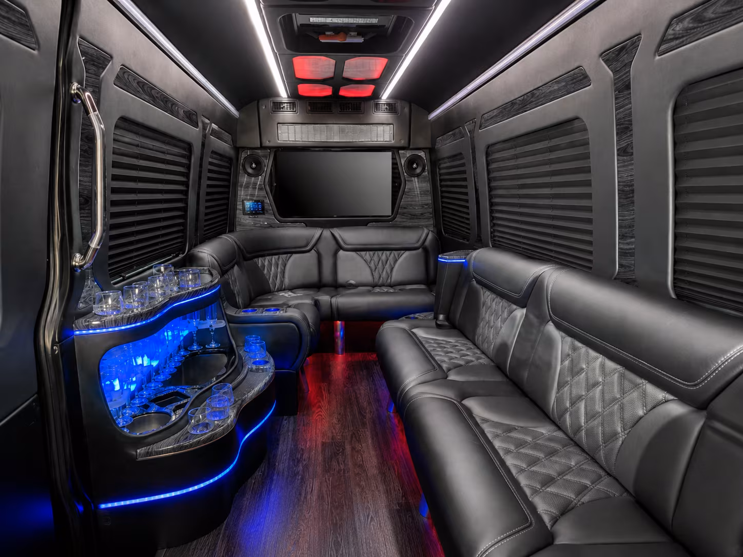 huntsville 18 passenger party bus interior