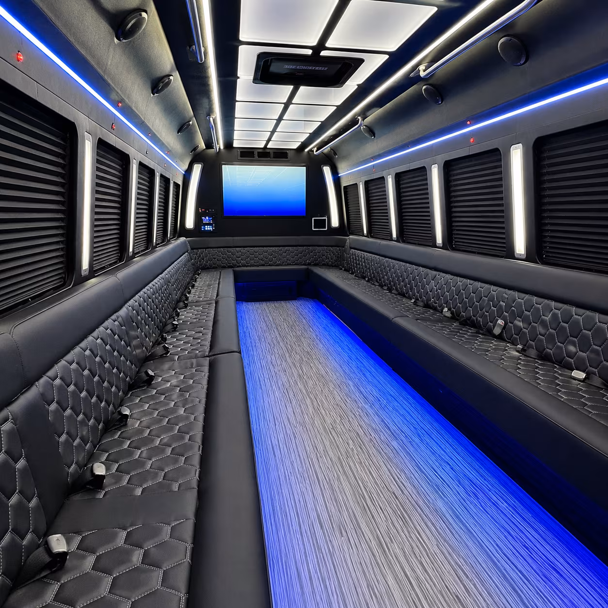 huntsville 50 passenger party bus inside