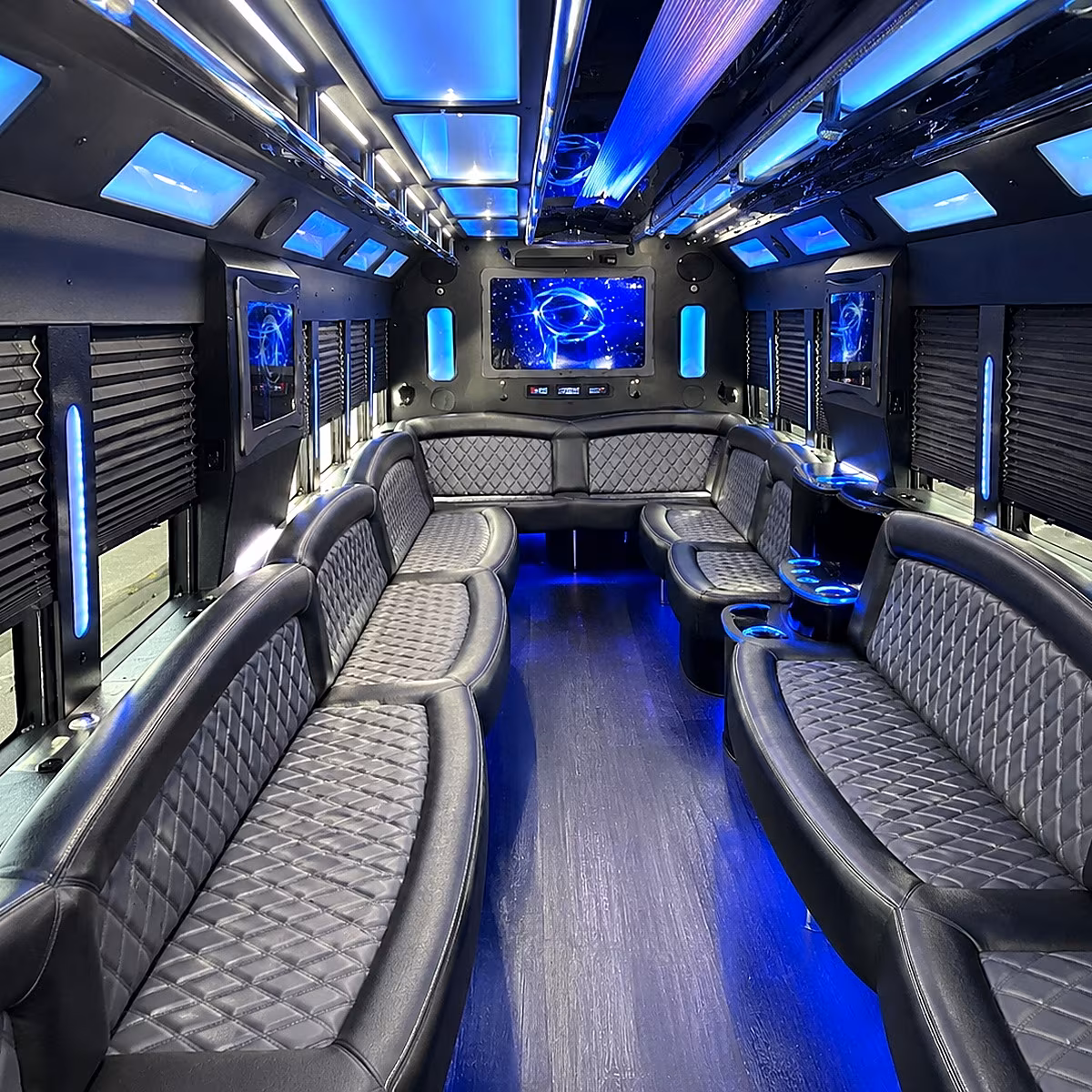 huntsville 50 passenger party bus interior